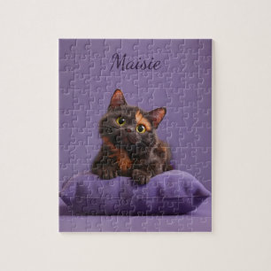 Puzzle Personalizado Tortoiseshell Kitten en un colchón m