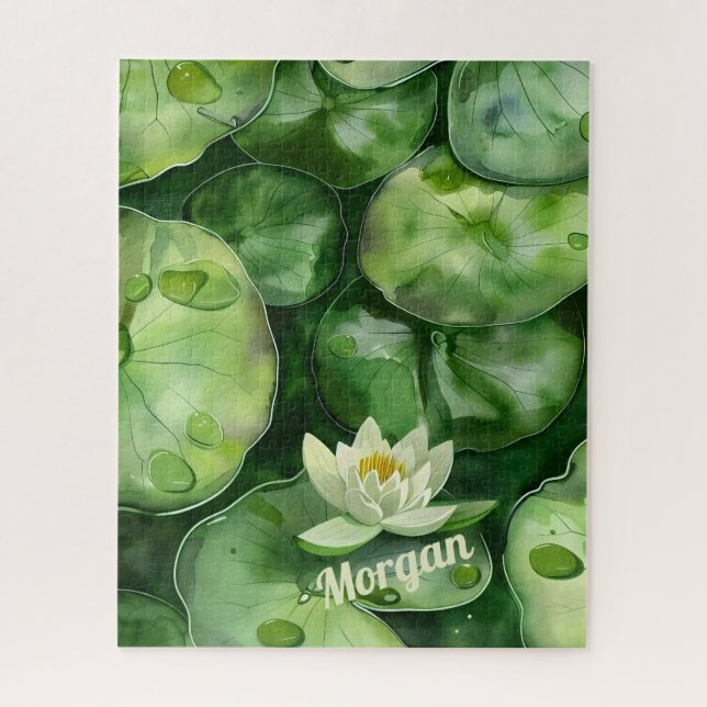 Puzzle Personalizado Tranquilo Watercolor Pond | Regalo d (Vertical)