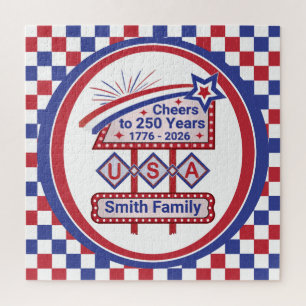 Puzzle Personalizado USA 250–Marquesina Retro Patriótica