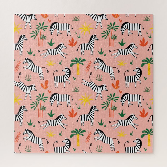 Puzzle Personalizado Zebras Gracioso Patrón sin Marea (Vertical)