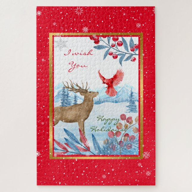 Puzzle Personalizar de Cardenales y Deer (Vertical)