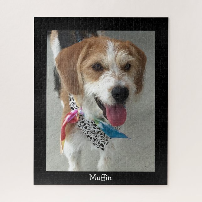 Puzzle Personalize Dog's Photo & Name/Black (Vertical)