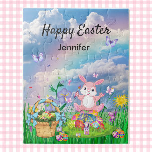 Puzzle Personalize Name Happy Easter Bunny