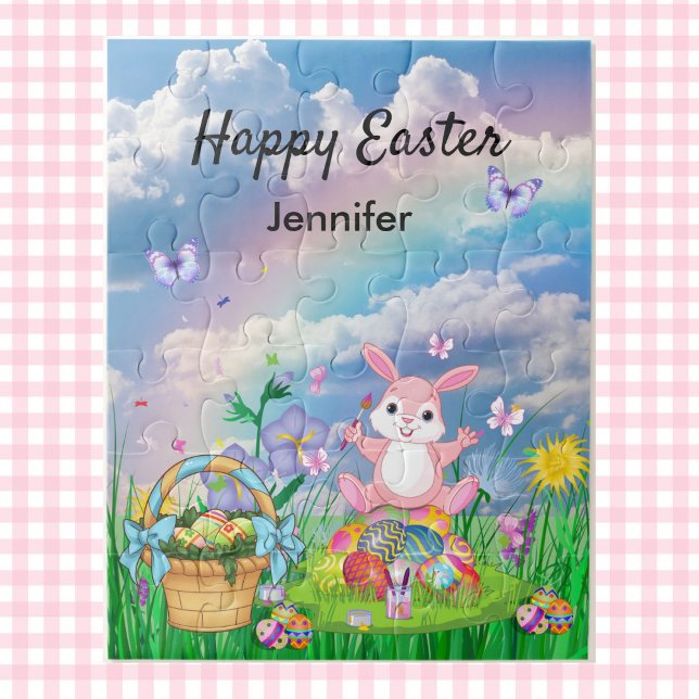 Puzzle Personalize Name Happy Easter Bunny (Subido por el creador)
