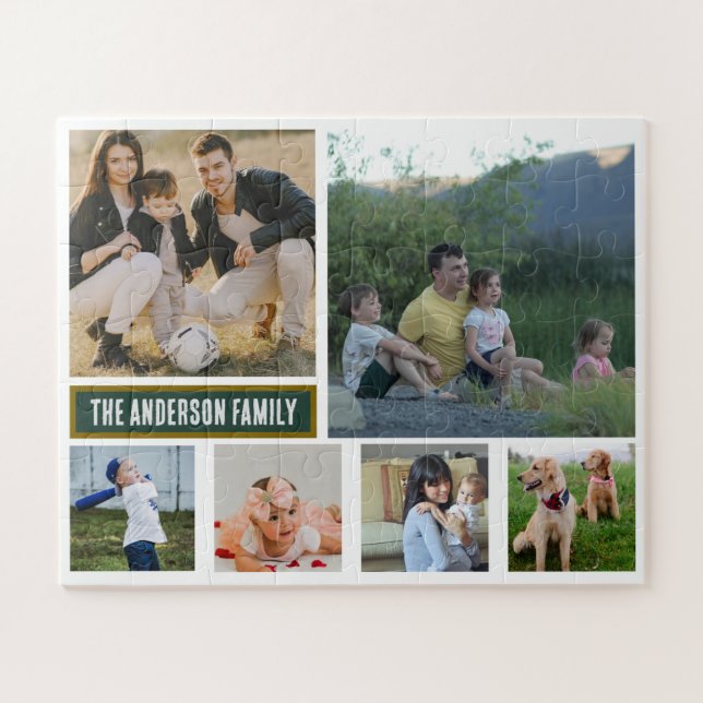 Puzzle Personalized 6‑Photo Family Name - Gift  (Horizontal)