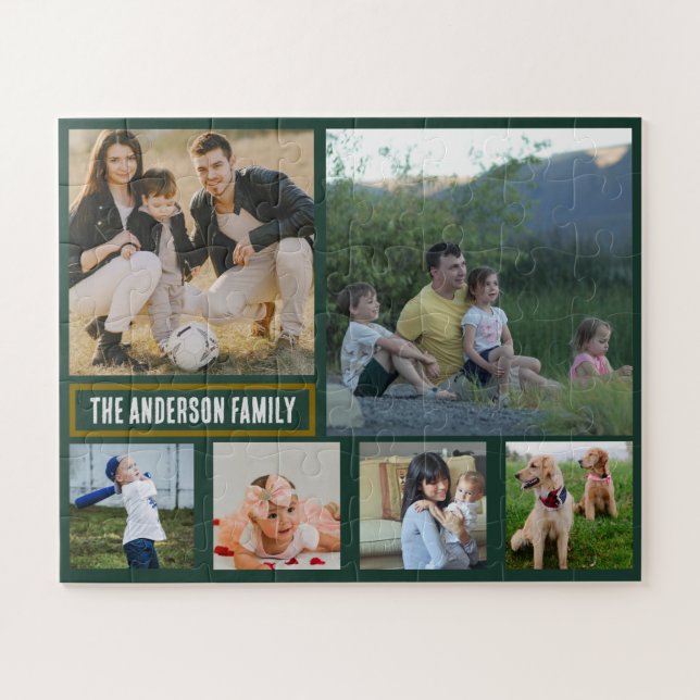 Puzzle Personalized 6‑Photo Family Name - Gift  (Horizontal)