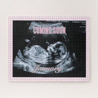 Puzzle Personalized Baby Girl Gender Reveal Sonogram Pic