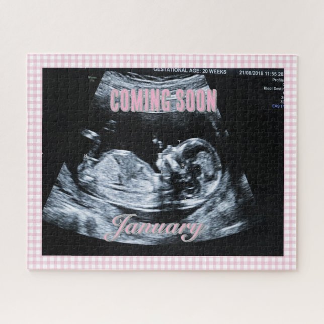 Puzzle Personalized Baby Girl Gender Reveal Sonogram Pic (Horizontal)