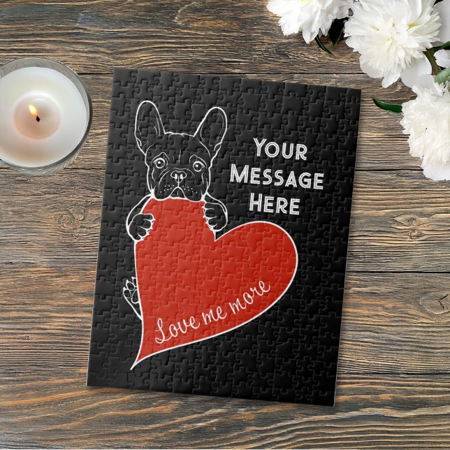 Puzzle Personalized Black French Bulldog with a Red Heart (Subido por el creador)