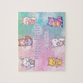 Puzzle Personalized Cat Happy Easter