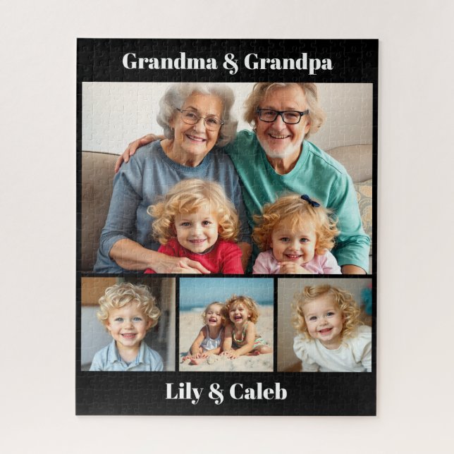 Puzzle Personalized Grandma, Grandpa and Grandkids Photo (Vertical)