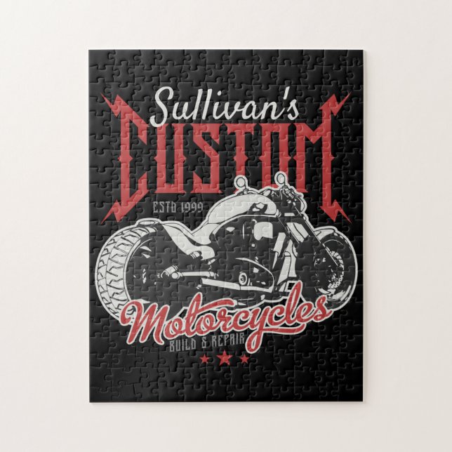 Puzzle Personalized Motorcycle Big Bad Bike Biker Garage  (Vertical)