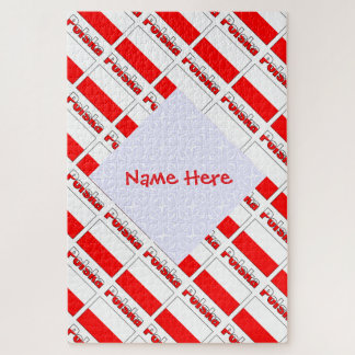 Puzzle Personalized Red Name Polska Flag Tiled