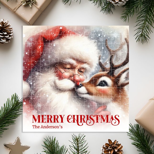 Puzzle Personalized Santa Rudolph Christmas Kids Holiday  (Personalized Santa Rudolph Christmas Kids Holiday Puzzle Gift

)