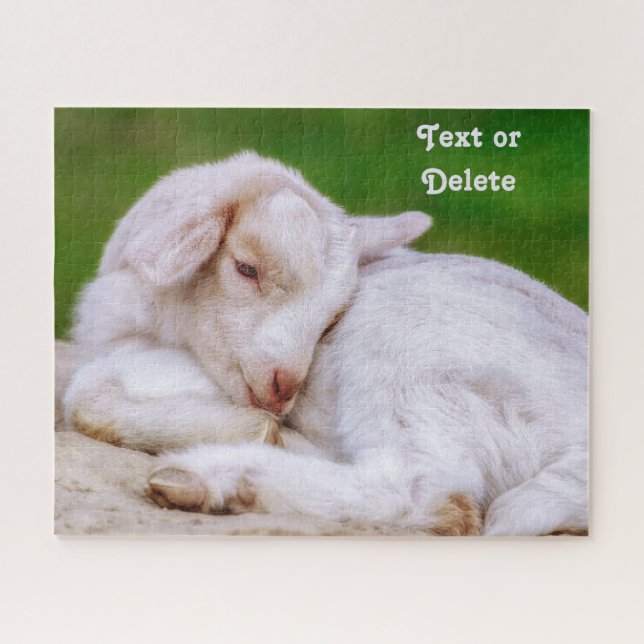 Puzzle Personalized Sleepy Baby Goat Kid (Horizontal)