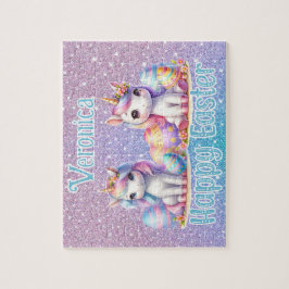 Puzzle Personalized Unicorn Happy Easter