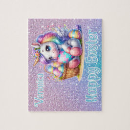 Puzzle Personalized Unicorn Happy Easter
