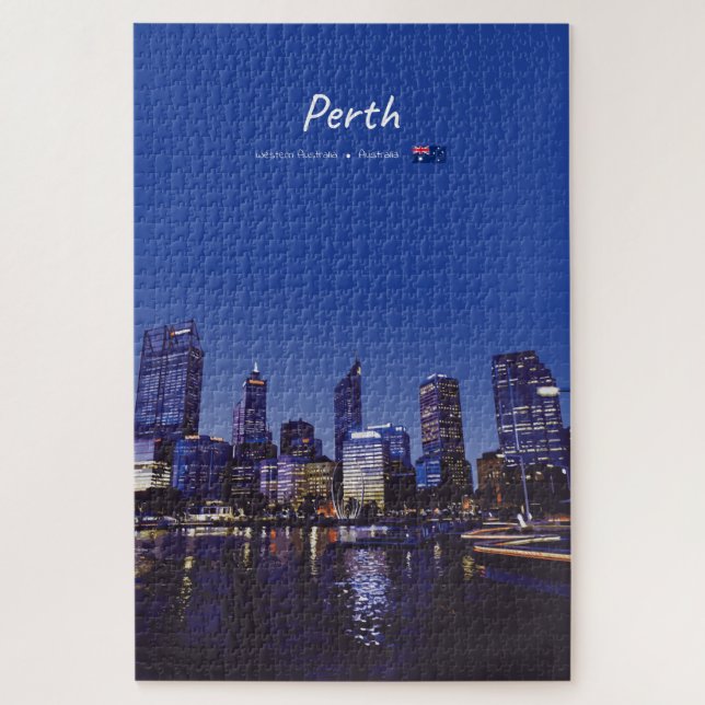 Puzzle Perth, Australia - Horizonte de la ciudad de noche (Vertical)