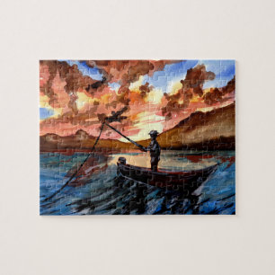 Puzzle Pesca al atardecer