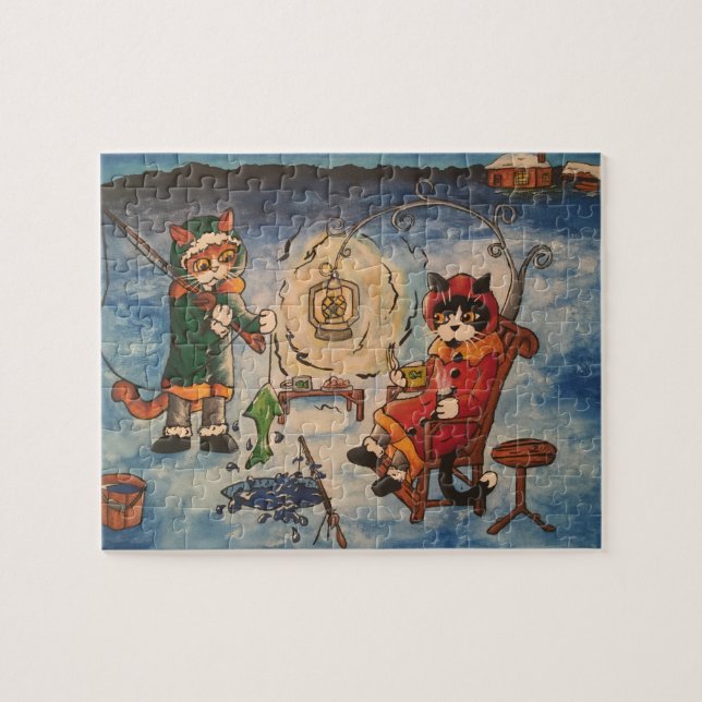 Puzzle Pesca con hielo de noche (Horizontal)
