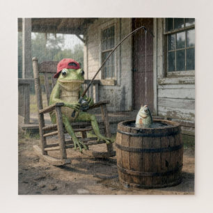 Puzzle Pesca de ranas en un barril de whiskey