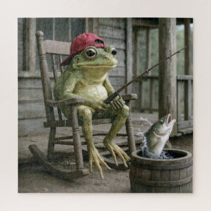 Puzzle Pesca de ranas en un barril de whisky