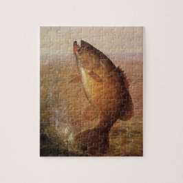Puzzle Pesca deportiva de vintage, pez de culo marrón lar