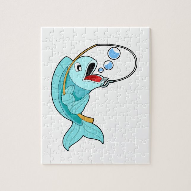 Puzzle Pescado con barra de pesca (Vertical)