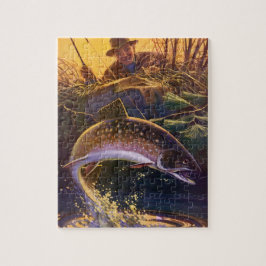 Puzzle Pescado de época, pesca deportiva para trucha de r