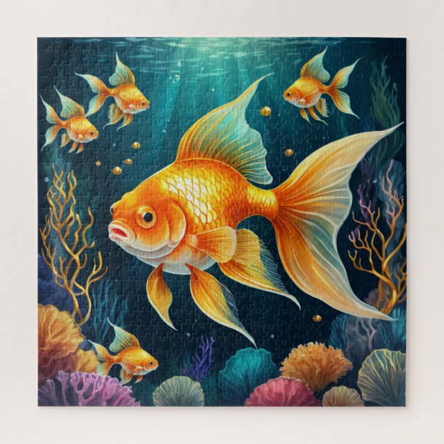 Puzzle Pescado de oro en aguas submarinas (Vertical)