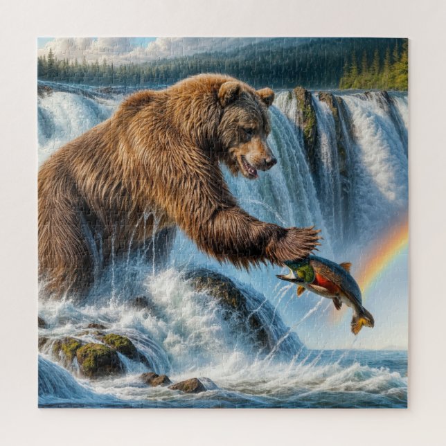 Puzzle Pescado de oso de Alaskan Grizzly (Vertical)