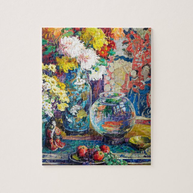 Puzzle Pescado, frutas y flores por Kathryn Evelyn Cherr (Vertical)