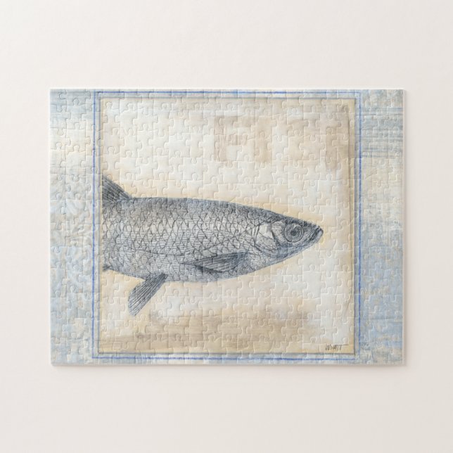 Puzzle Pescado gris en fondo beige (Horizontal)