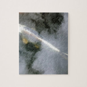 Puzzle Pescado plateado en agua y nubes
