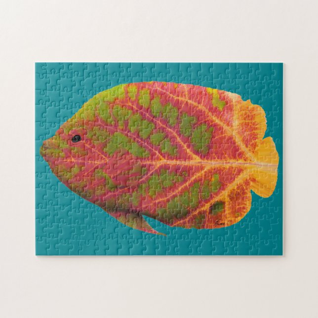 Puzzle Pescado tropical de hoja de ave 1 (Horizontal)