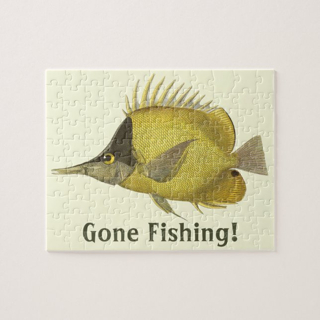 Puzzle Pescado vintage, Chelmon Tropical Amarillo Longiro (Horizontal)