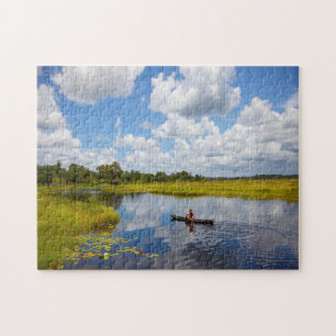 Puzzle Pescador en un lago en Guyana.