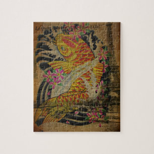 Puzzle Pescados japoneses del koi del tatuaje del vintage