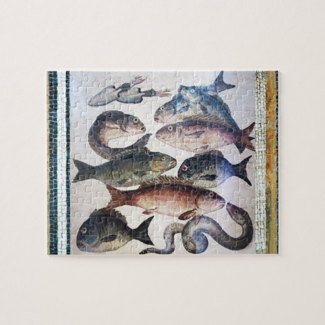 PUZZLE PESCADOS MOSAICOS ROMANOS ANTIGUOS,ESCENA DE VIDA  (Horizontal)