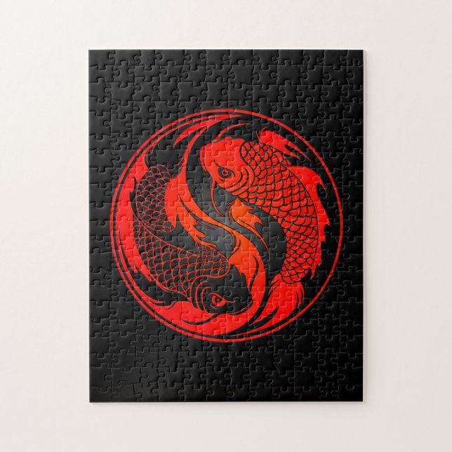 Puzzle Pescados rojos y negros de Yin Yang Koi (Vertical)