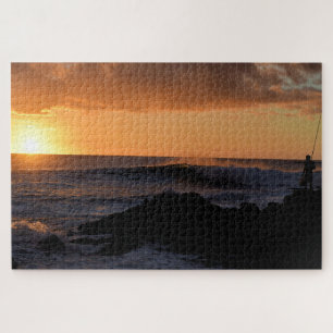Puzzle Pescando en el oleaje al atardecer en Hawaii - 20x