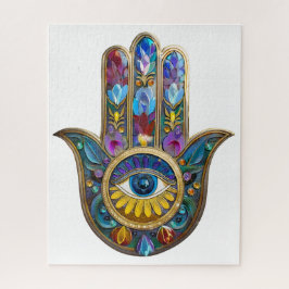 Puzzle Pétalos Coloridos Hojas Hamsa Zafiro Tercer Ojo