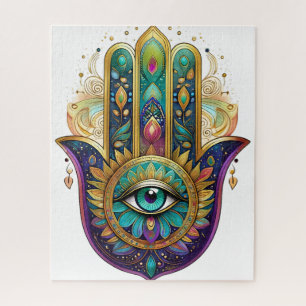 Puzzle Pétalos de Oro Violeta Verde Hamsa Turquesa Tercer