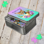 Puzzle Pétalos y flores de gato y Bonito puros<br><div class="desc">Bonito acuarela estilo ai art con un bonito gato en forma de tabby rodeado de flores rosadas y violetas. Cita que dice: "Petals n Purr".</div>