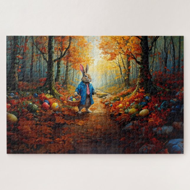 Puzzle Peter Easter Bunny con la cesta de huevos de Pascu (Horizontal)