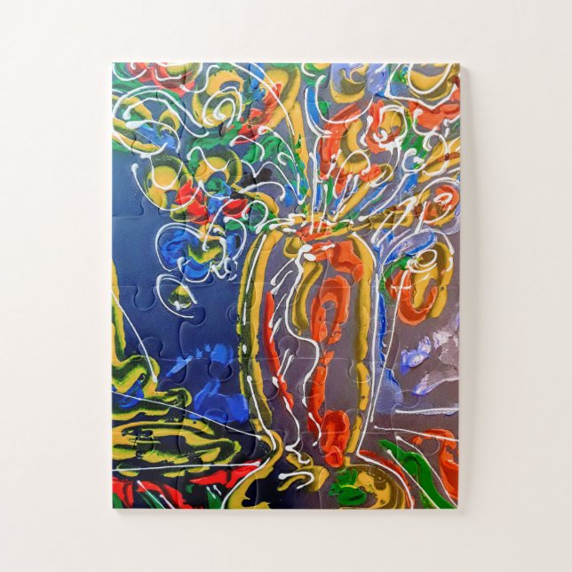Puzzle Peter Max colorido acuarela Vase con flores (Vertical)