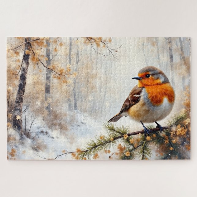 Puzzle petirrojo de invierno (Horizontal)
