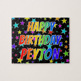 Puzzle "PEYTON" Nombre, Diversión "FELIZ CUMPLEAÑOS"