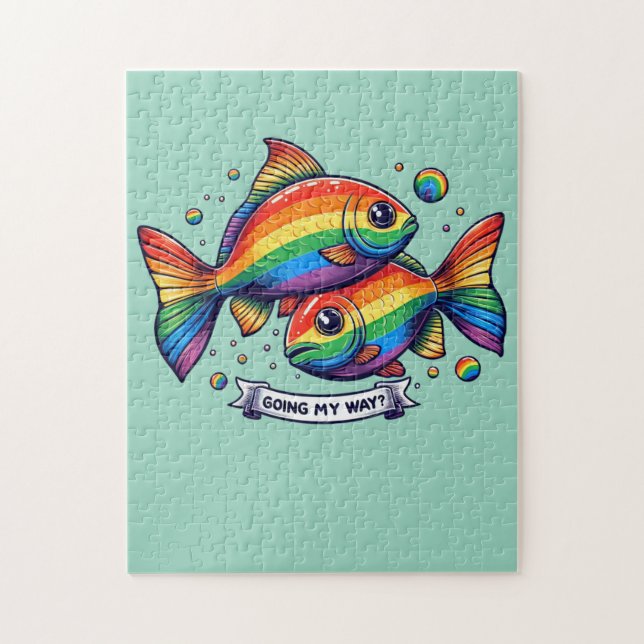 Puzzle pez arcoíris gay LGBTQ (Vertical)