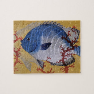 Puzzle Pez Azul Tropical Vintage Coral Marina Vida Oceáni